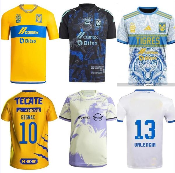 S-4XL 2023 2024 GIGNAC Tigres UANL Fußballtrikots Herren Home Away 3. Mann Kit 23 24 Mexiko Liga MX Fußballtrikots EARTHDAY JUVENIL GAMEDAY Fußballtrikot