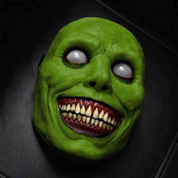 Kostümzubehör Halloween Happy Exorcist Mask Smile White Eyed Demon Headgear Terror Latex Mask Halloween Party Plies COS Come DressingL231010