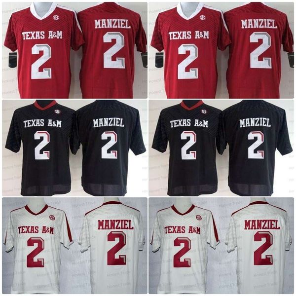 2 Johnny Manziel Texas Aggies College Football Jersey Manziel Stitched Uomo Bianco Nero S-XXXL