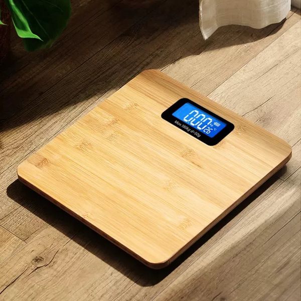 Haushaltswaage Holz Fallsichere Körpergewichtswaage Präzise Smart Fat Elektronische Waage LED Digital Badezimmer y231010