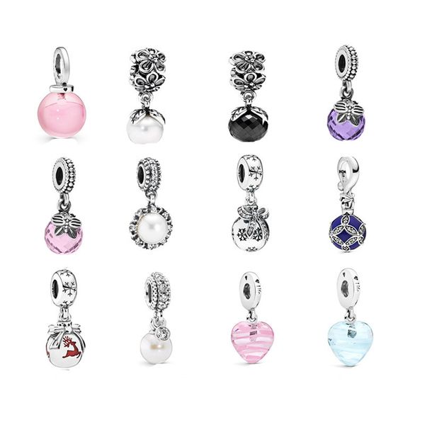 Klasikler Tasarımcı S925 STERLING Gümüş Pembe Aile Ağacı Kalp Cazibesi Zarif İnciler Noel Elk Boncuk Bilezik Diy Fit Pandoras Moda Takı Çift Hediye