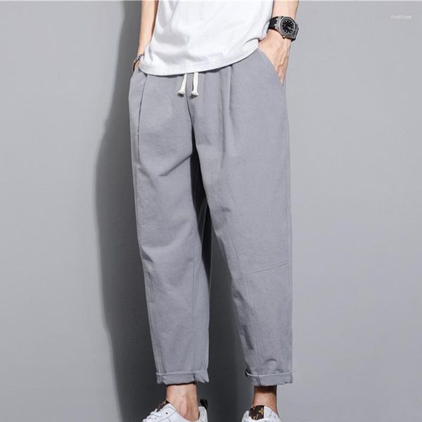 Pantaloni da uomo con tubo dritto attillato giapponese corto corto stile cinese casual estivo