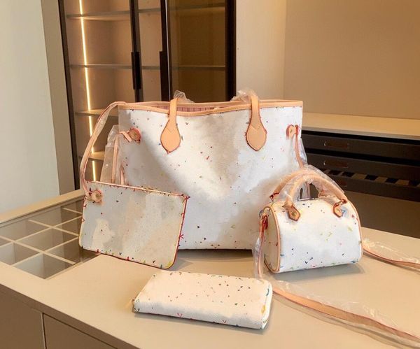 Kadınlar asla tam el çantası 3pcs/set tasarımcısı lüks moda debriyaj çantası tote nano çanta haberci omuz baskı mektubu kompozit marmont zincir crossbody cüzdan