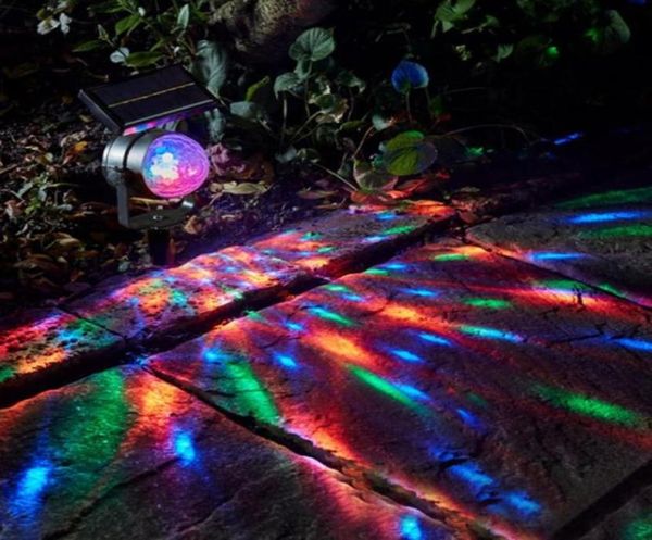 Efeitos de energia solar lâmpada led projetor luz colorida rotativa jardim ao ar livre gramado casa pátio natal decor64127615000523