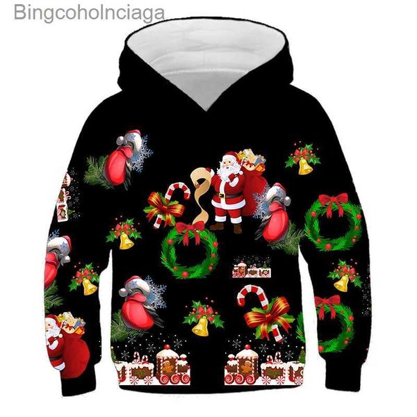 Damen Hoodies Sweatshirts Kid Hoodies Sweatshirt Baumwolle Fleece Warme Jacke Weihnachten Kommen Kinder Kleidung Familie Party Weihnachtsmann Cosplay Jungen MäntelL231011