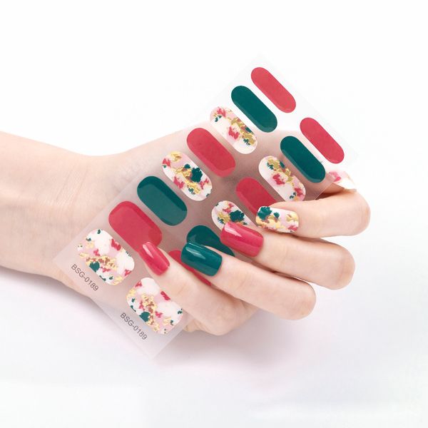 1 unidade (incluindo 16 adesivos pequenos) Envoltórios de unhas em gel para Halloween e Natal Fototerapia UV Adesivos para unhas em gel semicurado Adesivo simples à prova d'água