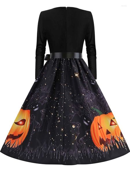 Sıradan Elbiseler 2023 Harajuku Retro Cadılar Bayramı Elbise Kadınlar Uzun Kollu 50s 60s Vintage Party Kostümleri Holloween Giysileri Cosplay