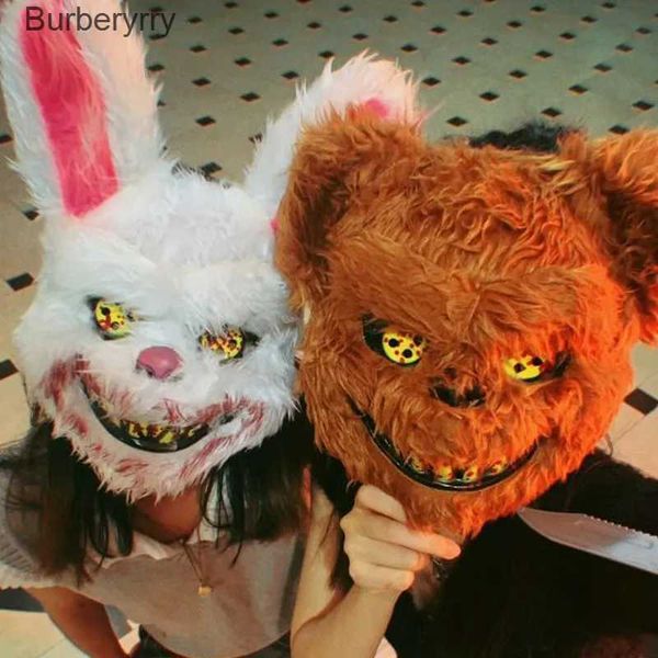 Kostümzubehör Halloween blutige Kopfbedeckung Maske Kaninchen Bär Cosplay Maske Halloween Karneval kommen Kopfbedeckung Requisiten handgemachte Party Tanz HorrorL231010L231010