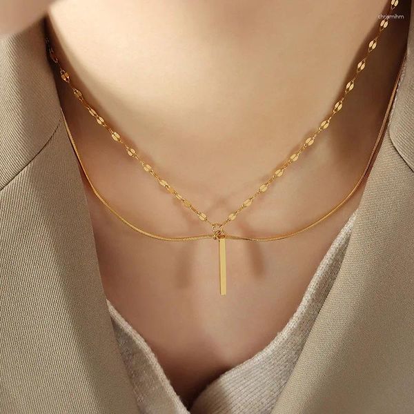 Ожерелья с подвесками в европейском и американском стиле, легкий дизайн, роскошное прямоугольное многослойное двойное ожерелье, женская цепочка на ключицы T