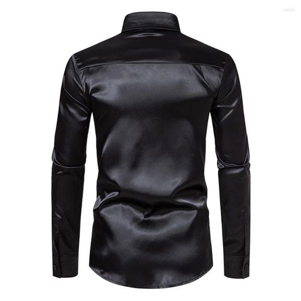 Camicie casual da uomo Camicia in raso di seta da uomo Elegante manica lunga simil seta slim fit abbottonata abbigliamento formale da lavoro per A