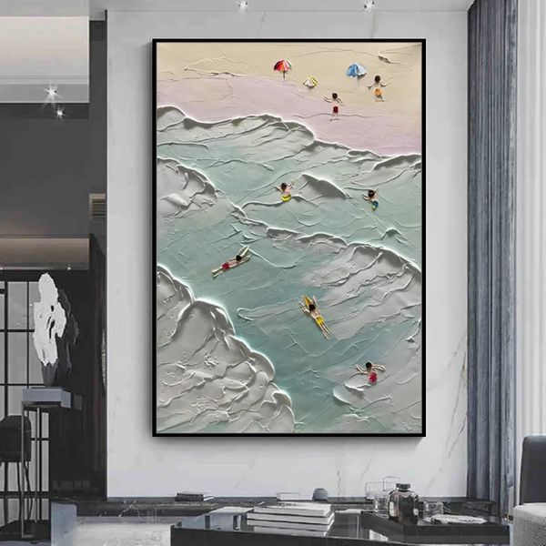 Dipinti Mintura 100% dipinto a mano spiaggia sabbiosa paesaggio spesso dipinti ad olio su tela immagine arte della parete per soggiorno decorazioni per la casa senza cornice 231010