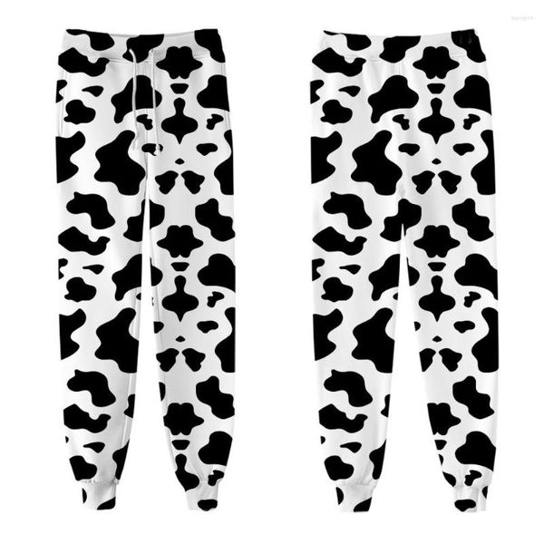 Pantaloni da uomo Personalità Nero Bianco Macchie di mucca Pantaloni sportivi 3D Donna Uomo Jogger Hip Hop Streetwear Boy Girls Pantaloni