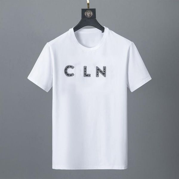 Tasarımcı Erkek Tişört Bahar Yaz Kısa Kollu Mürettebat Boyun T-Shirt Mektupları Perçin Boncuk Tişörtleri Tees Moda Gündelik Erkekler Cl290D