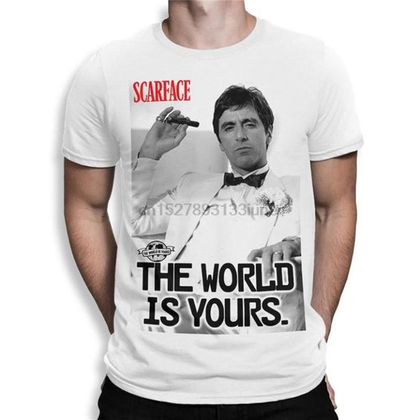 Homens camisetas Scarface O mundo é seu camiseta Al Pacino Tony Montana Homens Mulheres Tee Casual ShirtMen's214B