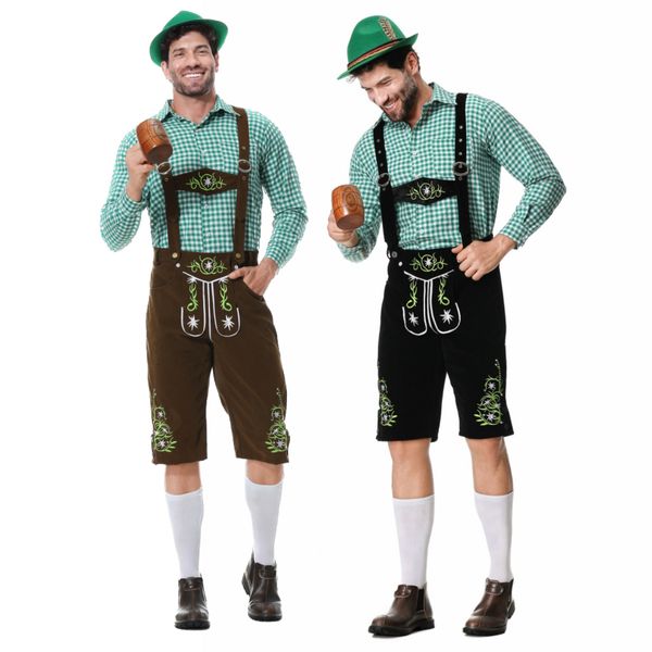 Neuankömmling Deutsches Oktoberfest Kostüm im europäischen Stil Herren Plus Size Hosenträgerhose Bier Outfit Polyester Stoff