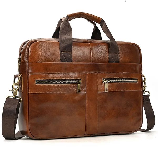 Портфели Мужской кожаный портфель, деловая мужская сумка, кожаная сумка для юриста с верхним слоем, компьютерная сумка для юриста, мужская стильная большая сумка для ноутбука 15,6 с ремешком 231011