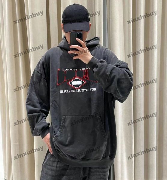 xinxinbuy Herren Designer Hoodie Sweatshirt Paris Buchstabenstickerei Damen Schwarz Grau Gelb Weiß XS-L