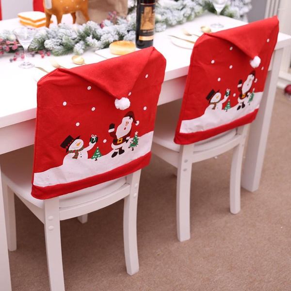 Decorações de Natal para casa Capas de cadeira de Papai Noel Decoração de ano de mesa 6 unidades / lote
