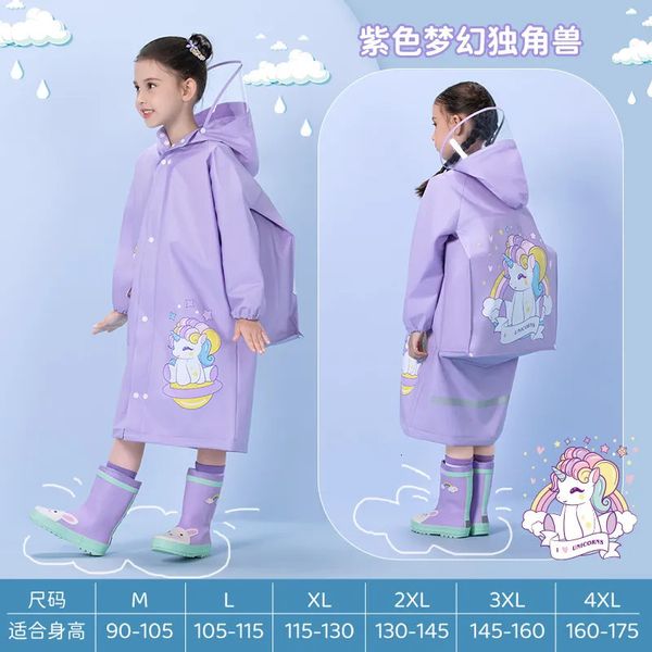 Regenmäntel Einhorn Kinderregenmantel Wasserdichte Dinosaurierjacke Rucksackposition Student 231010