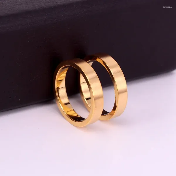 Cluster Ringe 2023 4mm Edelstahl Ehering für Frauen Flache Finger Mode Bijoux Femme Engagement Schmuck