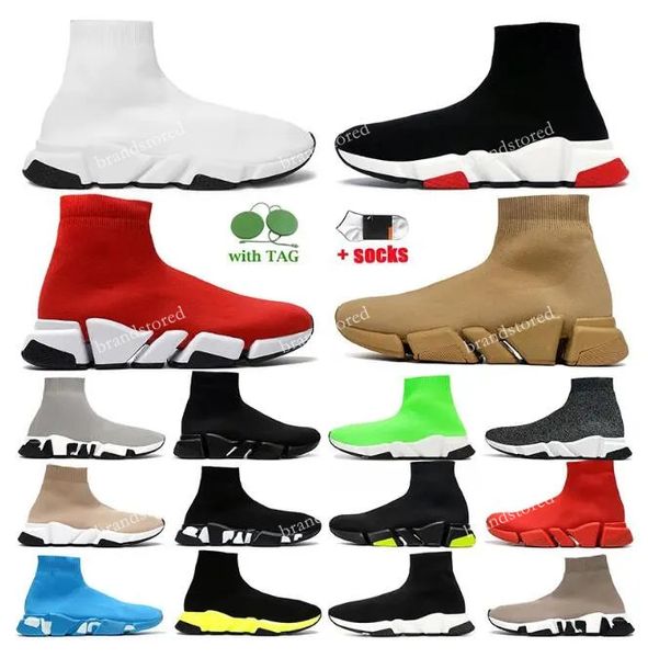 Meias Sapatos Designer Sapatos Mens Sapatos Grosso Plataforma Sneaker Velocidade 2.0 Botas de Malha Luxurys Preto Branco Mulheres Treinadores Ao Ar Livre Runner Trainer Meias Bota com Caixa
