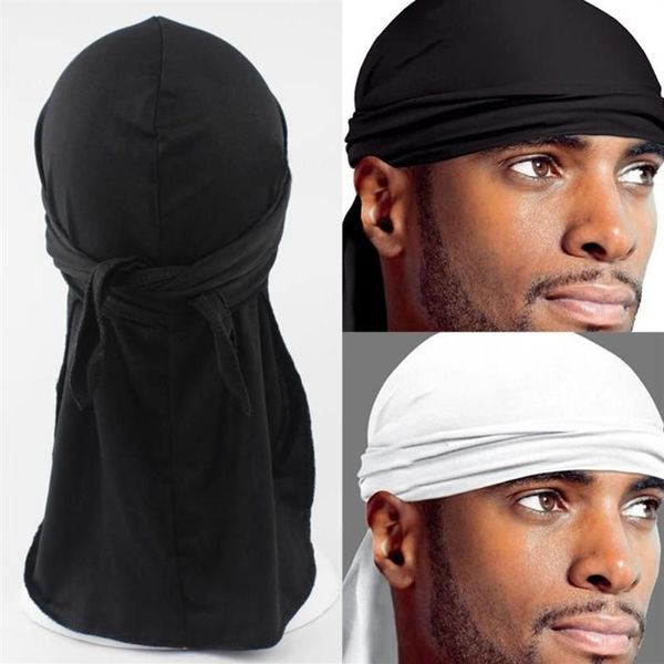 Bandanas Spandex King S Durag Hut Durags Bandanna Turban Perücken Männer Seidige Kopfbedeckung Stirnband Schwarz Weiß Haarschmuck287w