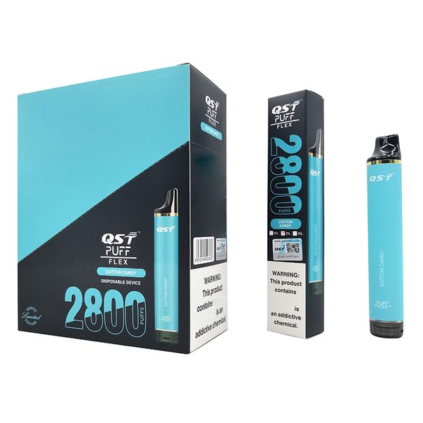 Original 100% Qst Puff Flex 2800 E Zigaretten 8ml 0% 2% 5% Einwegvape autorisiert 28 Geschmacksrichtungen auf Lagerbestand