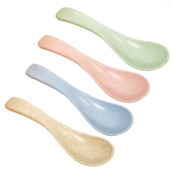 Set di stoviglie 4 pezzi cucchiaio per bambini stoviglie in plastica piatti olive miste multicolore per bambini