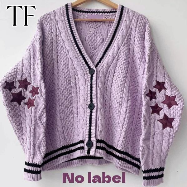 Suéteres femininos TF outono mulheres estrela rosa cardigan de malha suéteres moda quente swif t suéter cardigans mujer tay vneck lor suéter 231010