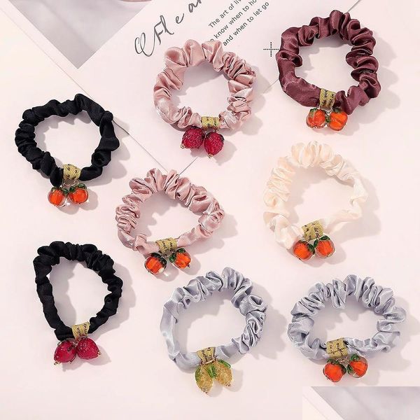 Accessori per capelli Donna Perle di vetro Scrunchie Solido Cravatte per capelli per ragazze Elastico Accessori per donna Fascia elastica per capelli Corda Prodotti per capelli H Dhkiy