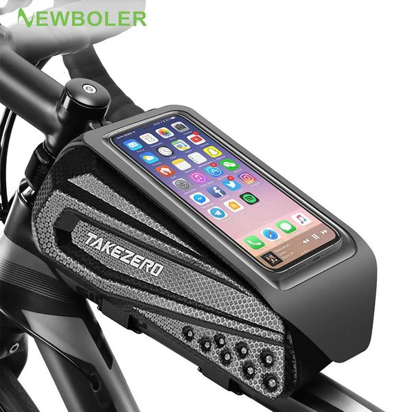 Panniers sacos boler saco de bicicleta à prova dwaterproof água tela toque superior quadro tubo frontal mtb bicicleta estrada 72 caso telefone acessórios 231011