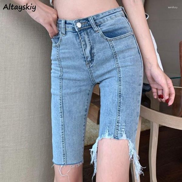 Kadın Şortu Denim Yırtık Kadınlar S-5XL Düzensiz Maç Sıska Sıska Yaz Sokak Giyim Kore tarzı Moda Sportif Basit Bayanlar