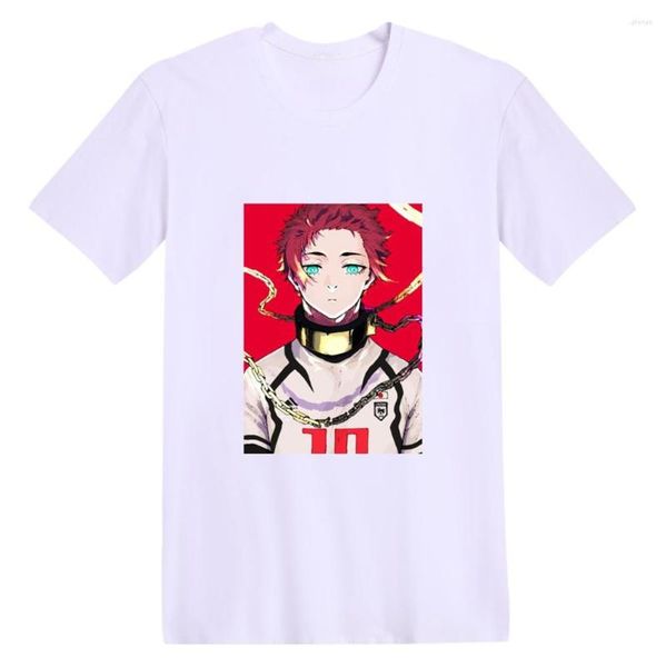 Homens camisetas Anime Blue Lock Homens Mulheres Casal Cosplay Redondo Pescoço Geométrico de Manga Curta T-shirts Streetwear Moda Tops Tees Multicolor