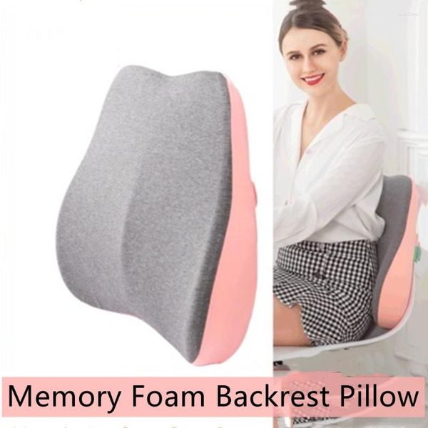 Travesseiro de espuma viscoelástica para casa, encosto removível, arco S, suporte lombar, almofada de cadeira lavável, tapete de assento de cintura de escritório