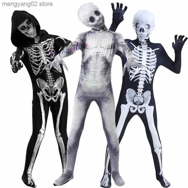 Tema Costume Horror Spaventoso Zombie Come Bambini Cosplay Scheletro Halloween Come Teschio Maschera Tuta Tuta Bambini Adulti Carnevale Party Dress Up T231011