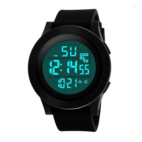 Relógios de pulso 100 pçs/lote Honhx 2008-492 Grande Dial Redondo Homem Crianças Relógio Digital Vendendo Cinto Preto Silicone Pulso Atacado Relógio