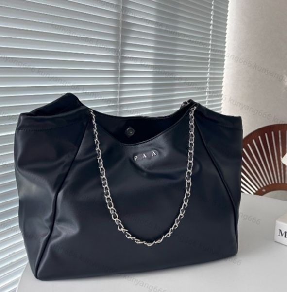 Große schwarze Leder-Damen-Umhängetaschen, große Größe, lässige Tragetasche, hochwertige Nylon-Umhängetasche, weibliche Reise-Shopper-Handtasche