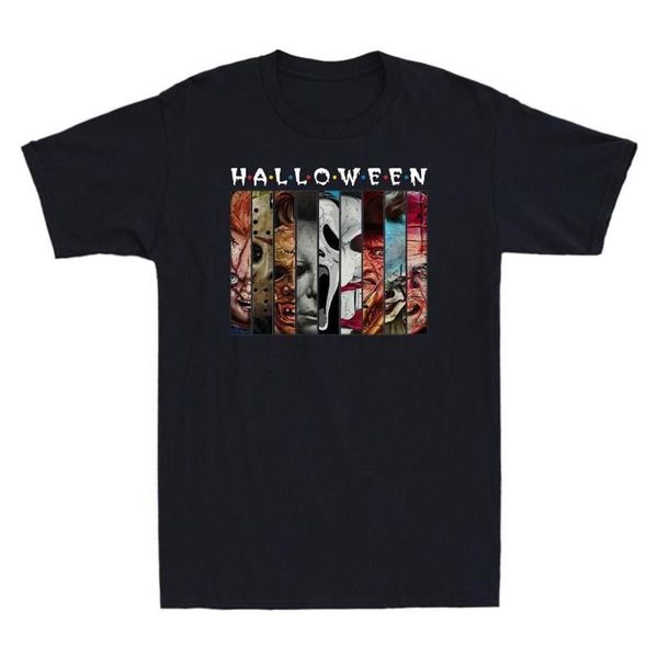 Мужские футболки Happy Halloween со страшными вещами, подарочная рубашка, винтажная футболка, мужская свободная футболка с принтом, футболка больших размеров с графикой290v