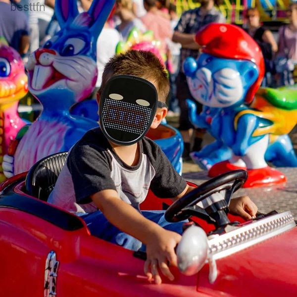 Kostümzubehör Kinder-LED-Smart-Maske Bluetooth APP-Steuerung Gesichtsmasken können Farben ändern DIY Fotos Text LED-Gesichtsmasken für HalloweenL231011