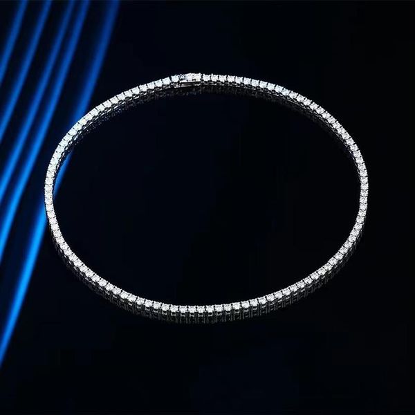 Collane con ciondolo Trendy 3mm D Colore Moissanite Collana da tennis per donna Uomo Placcato platino 4 poli Lab Diamond Chain Pass GiftP300G