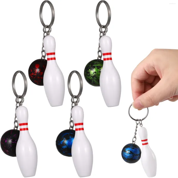 Anahtarlık 8 PCS Mini Anahtar Yüzük Yaratıcı Araba Bowling Aksesuarlar Pinler Asılı Bayan Hediyeler Halkalar