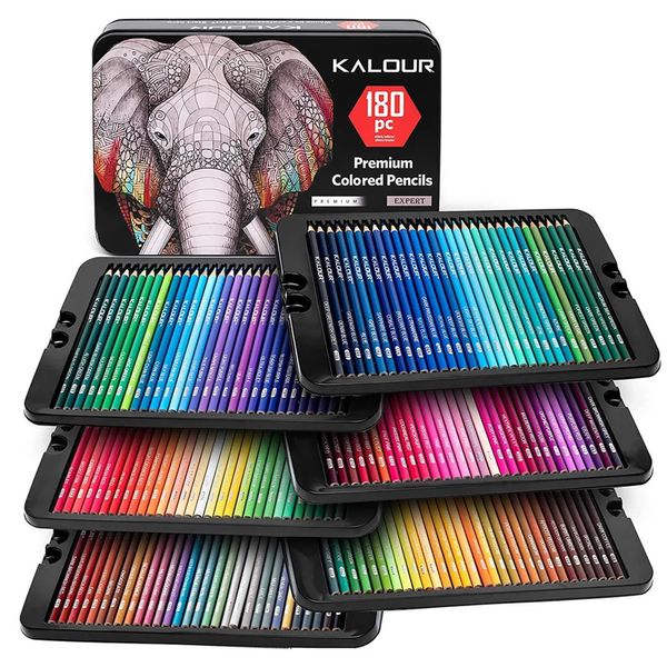 Crayon 180 pçs conjunto de lápis de cor desenho arte profissional para pintura esboço metal oleoso colorido chumbo material escolar 231010