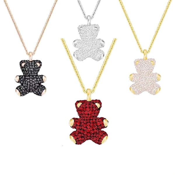 Swarovskis-Halskette, Designer-Juwelen, originelle Qualität, niedliche Teddybär-Halskette mit Volldiamanten für Frauen, mit Schwalbenelementen, Kristallkragenkette für Frauen