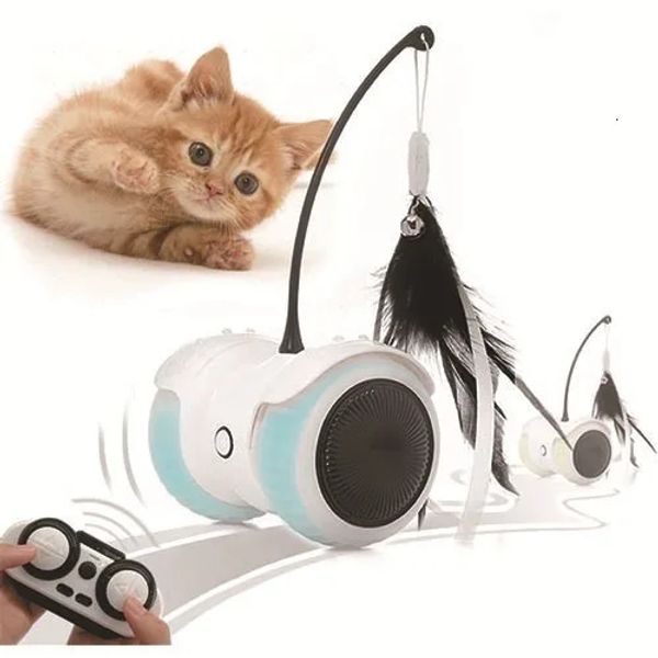 Brinquedos de gato Brinquedo de gato elétrico Flutter elétrico interativo controle remoto carro provocando brinquedo de gato girando auto hi educativo brinquedo de estimação 231011