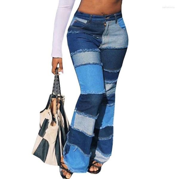 Jeans femininos plus size S-3XL mulheres rasgadas flare primavera verão outono moda casual bell bottom magro elástico denim calças streetwear