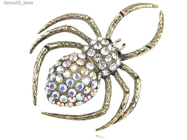 Weitere Modeaccessoires, goldfarbene Kristall-Strass-Spinne, unheimlicher Halloween-Herbst-Modeschmuck, Pin-Brosche Q231011