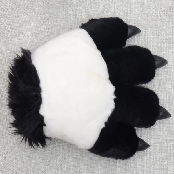 Fünf Finger Handschuhe Q1FA Nette Simulation Panda Pfote Plüsch Flauschige Tier Stofftiere Gepolsterte Handwärmer Halloween Cosplay Kostüm Fäustlinge 231010