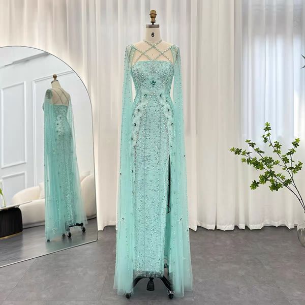 Новое вечернее платье, супер сверкающее роскошное сверхмощное платье русалки с тонкими плавающими рукавами, Дубайский арабский халат AS322