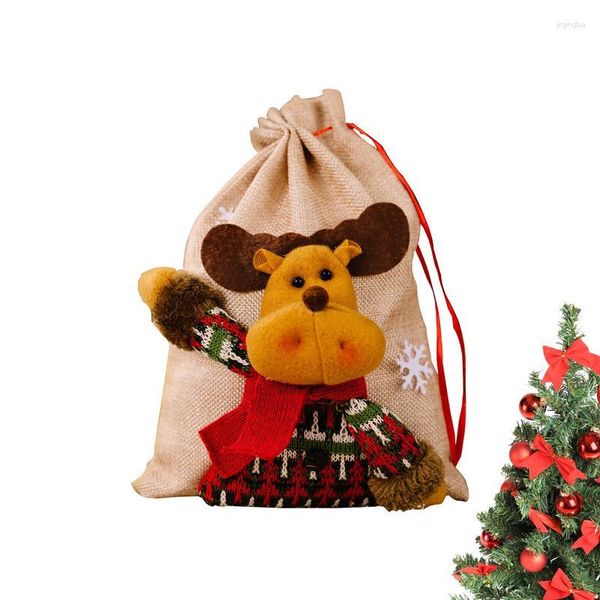 Weihnachtsdekorationen, Beutel mit Kordelzug, Süßigkeiten, Geschenk, Weihnachtsmann, Rentier, Tasche, Weihnachtsmann, Baum, Mitbringsel