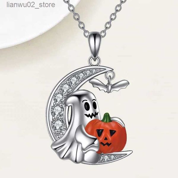 Altri accessori moda Popolare Halloween Divertimento Zucca Fantasma Collana con ciondolo Luna Donne Interessanti gioielli Regalo di festa Q231011